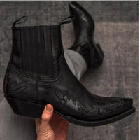 Stivali Cowboy Uomo Vintage con Cuciture Western | Nero Marrone | Taglie EU 38-48