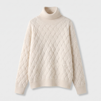 Alice | Maglione Donna Dolcevita con Motivo Intrecciato | Collo Alto per l'Autunno | Beige e Avena | Taglie XS-3XL