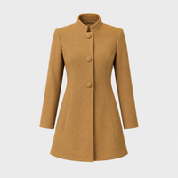 Hallie | Cappotto Donna Svasato con Bottoni | Collo alla Coreana, Maniche Lunghe | Cammello, Panna e Altri | Taglie XS-2XL