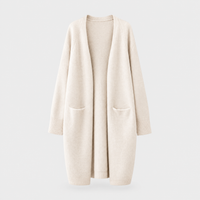 Cardigan Donna Lungo Aperto in Maglia Cloudsoft Misto Cashmere | Beige Nero Blu Khaki Rosso | Taglia Unica