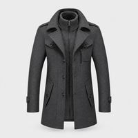 Leon | Cappotto Uomo Invernale in Misto Lana | Collo Strutturato, Zip e Bottoni | Grigio, Nero e Marrone | Taglie XS-3XL