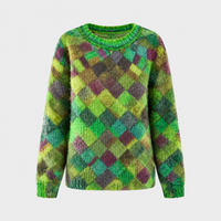 Maglione Donna a Rombi Argyle in Maglia Vestibilità Rilassata | Verde | Taglie S-4XL