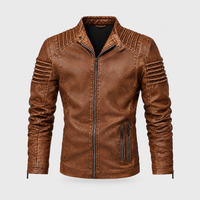 Giacca Uomo Biker con Spalle Strutturate dal Look Sleek | Marrone Khaki Nero | Taglie M-4XL