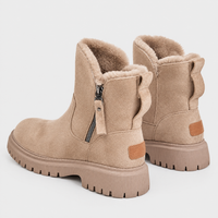 Stivaletti Donna da Neve Morbido Foderati in Peluche con Platform e Zip | Beige Nero | Taglie EU 35-43