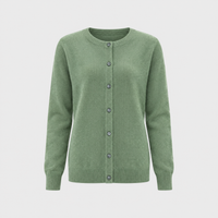 Cardigan Donna Isolante in Lana Merino Girocollo con Bottoni | Nove Colori | Taglie S-2XL