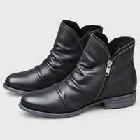 Stivaletti Donna in Materiale Morbido con Ruches e Zip Laterale Tacco Basso | Sei Colori | Taglie EU 35-43