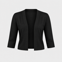 Cardigan Donna Aperto Cropped Manica a Tre Quarti | Ventidue Colori | Range Colori Massimo | Taglie S-2XL