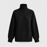 Maglione Donna Oversize Dolcevita a Motivo Diamante | Dieci Colori | Vestibilità Larga | Taglie S-2XL