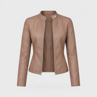 Giacca Biker Donna Aderente dal Look Sleek con Zip | Nero Beige Blu Verde | Taglie S-2XL