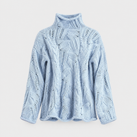 Maglione Donna Dolcevita Cable Knit Vestibilità Ampia | Blu Beige Nero | Taglie S-2XL