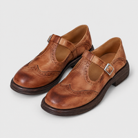Stivali Donna Brogue T-Bar Classici in Materiale Morbido Punta Tonda | Marrone Nero | Taglie EU 35-43