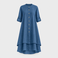 Chemisier Donna in Lino Airy con Bottoni e Orlo Stratificato | Nove Fantasie | Taglie S-3XL