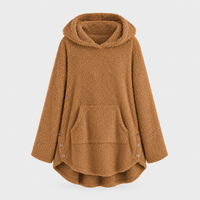 Felpa Donna Fluffy Cosy con Cappuccio e Tasca Cat Pile con Zip | Otto Colori | Taglie S-5XL