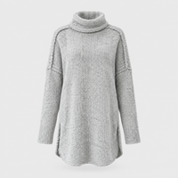 Maglione Donna Longline Dolcevita Oversize Chunky Knit | Grigio | Comfort Autunno Inverno | Taglie S-2XL