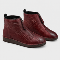 Stivaletti Donna Antiscivolo in Materiale Morbido Foderati con Zip | Rosso Nero | Comfort Cosy | Taglie EU 35-43
