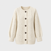 Cardigan Donna Oversize Cable-Knit con Bottoni | Beige Rosso Blu Navy Arancio Blu | Taglie S-3XL