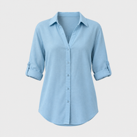 Blusa Donna Vestibilità Rilassata con Bottoni e Maniche Arrotolate | Sei Colori | Taglie S-5XL