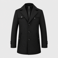 Cappotto Uomo Sartoriale Lungo Effetto Lana con Bottoni | Nero Grigio Blu Navy Bordeaux Marrone | Taglie S-3XL
