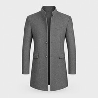 Cappotto Uomo Sartoriale in Lana con Collo Alto Monopetto | Grigio Blu Navy Nero Bordeaux | Taglie M-4XL