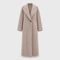 Cappotto Donna Oversize Lungo Effetto Lana con Revers | Khaki Bianco | Taglie S-2XL