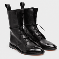Stivaletti Donna Classici con Lacci in Materiale Morbido | Nero | Taglie EU 35-43