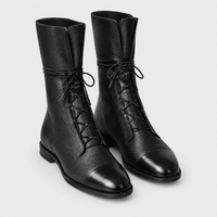 Stivaletti Donna al Polpaccio in Materiale Morbido con Lacci | Marrone Nero | Taglie EU 35-43