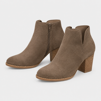 Stivaletti Donna Morbido Tacco a Blocco con Zip Laterale | Beige Nero | Taglie EU 35-43