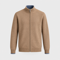 Cappotto Cardigan Uomo Full-Zip Isolante in Lana Merino con Collo a Costine | Cammello Grigio Blu | Taglie S-3XL