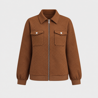 Bomber Donna Trapuntato Geometrico con Zip Manica Lunga | Marrone Caffè | Taglie S-L