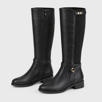 Stivali Donna Ortopedici al Ginocchio in Materiale Morbido Tacco a Blocco con Elastico | Marrone Nero | Taglie EU 35-43