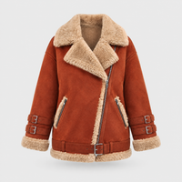 Giacca Moto Oversize Donna Morbido Foderata in Peluche | Arancio Grigio Nero | Taglie S-3XL