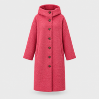 Cappotto Lungo Donna in Pile con Cappuccio e Bottoni | Cinque Colori | Taglie S-3XL