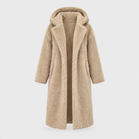 Cappotto Donna Longline Plush in Peluche con Cappuccio | Nove Colori | Taglie S-4XL