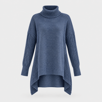 Maglione Donna Longline Oversize Dolcevita Cloudsoft in Cashmere | Verde Scuro Blu Navy Grigio Marrone Albicocca | Taglie S-2XL