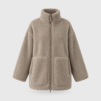 Cappotto Donna Invernale Teddy Fleece Cosy Vestibilità Rilassata con Zip | Beige Bianco Bronzo | Taglie S-XL
