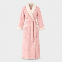 Vestaglia Donna Loungewear Plush in Pile Lungo Cosy | Rosa Grigio Viola | Taglie M-XL