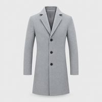Trench Uomo Lungo Sartoriale in Misto Lana Isolante | Nero Grigio Blu Navy Khaki | Taglie S-2XL