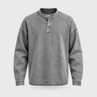 Maglione Uomo Henley Retro Pullover Manica Lunga | Dieci Colori | Range Ampio | Taglie S-4XL