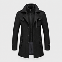 Cappotto Uomo Sartoriale Doppio Collo in Misto Lana | Nero Grigio Marrone | Taglie S-3XL