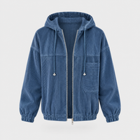 Giacca Donna Oversize in Velluto a Coste Trapuntata con Cappuccio e Zip | Cinque Colori | Taglie S-5XL