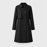 Trench Donna Mid-Length Doppiopetto in Misto Lana | Nero Blu Navy | Taglie S-3XL