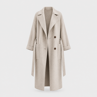 Cappotto Donna Lungo Doppiopetto Cloudsoft in Misto Cashmere | Bianco Panna Caramello Nero | Taglie S-2XL