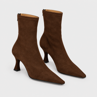 Stivaletti Donna con Kitten Heel Morbido Punta Appuntita | Marrone Khaki Nero | Taglie EU 35-43