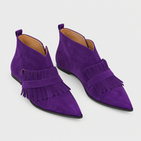 Stivaletti Donna Slip-On Morbido con Punta Appuntita e Frange | Viola | Taglie EU 35-43