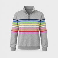 Maglione Donna a Righe con Quarter-Zip Manica Lunga | Sei Colori | Range Ampio | Taglie S-3XL