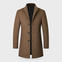 Cappotto Uomo Sartoriale Lungo Monopetto con Collo Alto | Marrone Grigio Blu Navy Bordeaux Nero | Taglie S-2XL