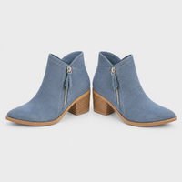 Stivaletti Donna Tacco Basso Morbido con Zip Laterale | Beige Blu Arancio Nero | Taglie EU 35-43