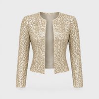 Giacca Donna con Paillettes Aperta Frontalmente Look Sparkle Party | Oro Nero Argento | Taglie S-2XL