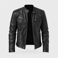 Giacca Biker Uomo Classica in Materiale Morbido Vera con Collo Alto | Dieci Colori | Taglie S-5XL
