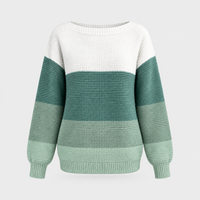 Maglione Donna Colour Block Vestibilità Rilassata Manica Lunga a Maglia | Otto Colori | Taglie S-3XL